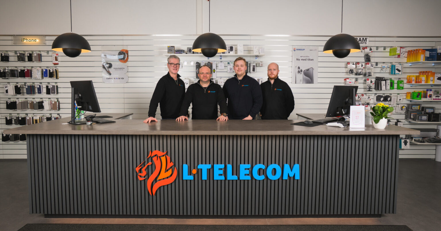 Vi på L Telecom i vår butik på Ålgatan